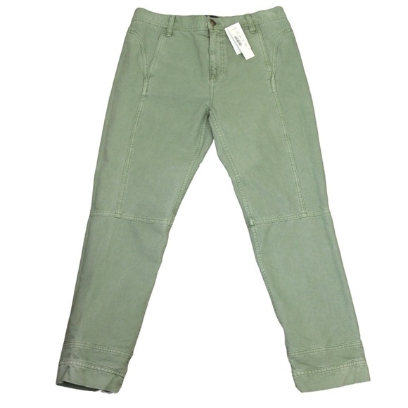 J Crew 100% Cotton Crop Ankle Midrise Utility Pants, Sage Color - Size 2 NEW - Picture 1 of 9